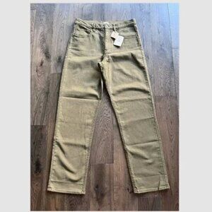 Faherty Stretch Terry 5-Pocket Pants Size 30 Olive Green Straight Leg NWT